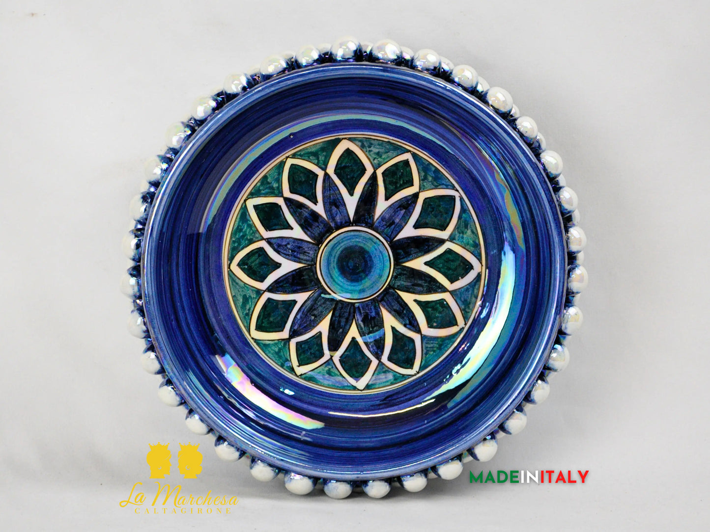 Ciotola Svuotatasche in Ceramica di Caltagirone Pigna Madreperla Blu - Vari Modelli
