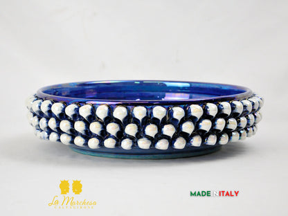 Ciotola Svuotatasche in Ceramica di Caltagirone Pigna Madreperla Blu - Vari Modelli