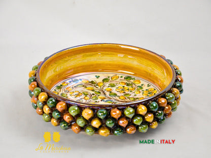 Ciotola Svuotatasche in Ceramica di Caltagirone Pigna Madreperla Giallo Verde - Vari Modelli
