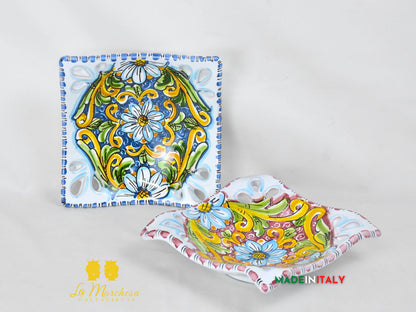 Ciotola Svuotatasche in Ceramica di Caltagirone 17cm - Vari Colori