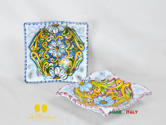 Ciotola Svuotatasche in Ceramica di Caltagirone 17cm - Vari Colori