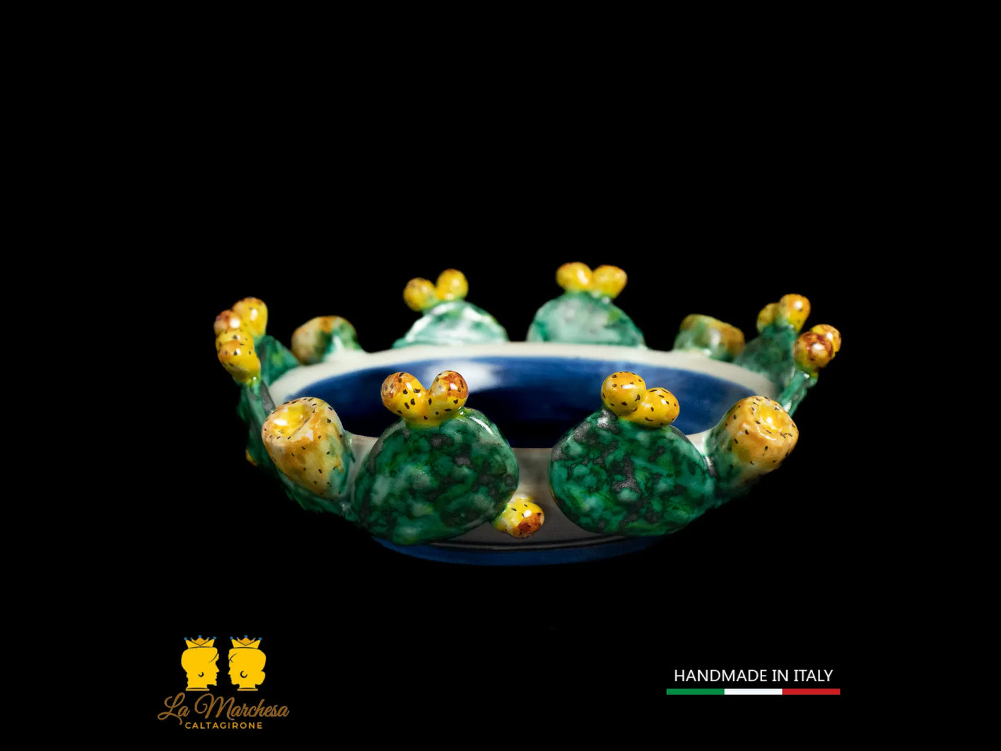 Ciotolina in Ceramica di Caltagirone pale fichi d'india - Vari colori