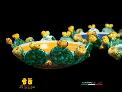 Ciotolina in Ceramica di Caltagirone pale fichi d'india - Vari colori