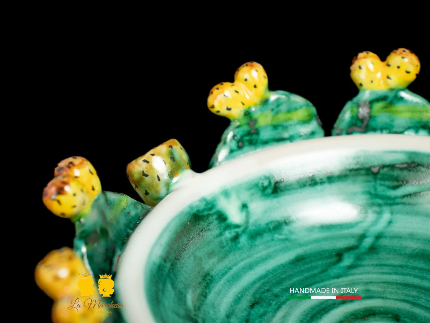 Ciotolina in Ceramica di Caltagirone pale fichi d'india - Vari colori