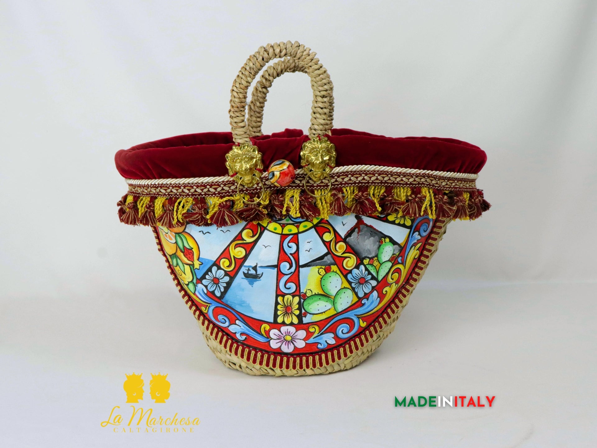 borsa decorata a mano disegni siciliani