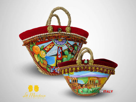 FINE SERIE Coffa in Vimini Artigianale Decorata - Vari Modelli