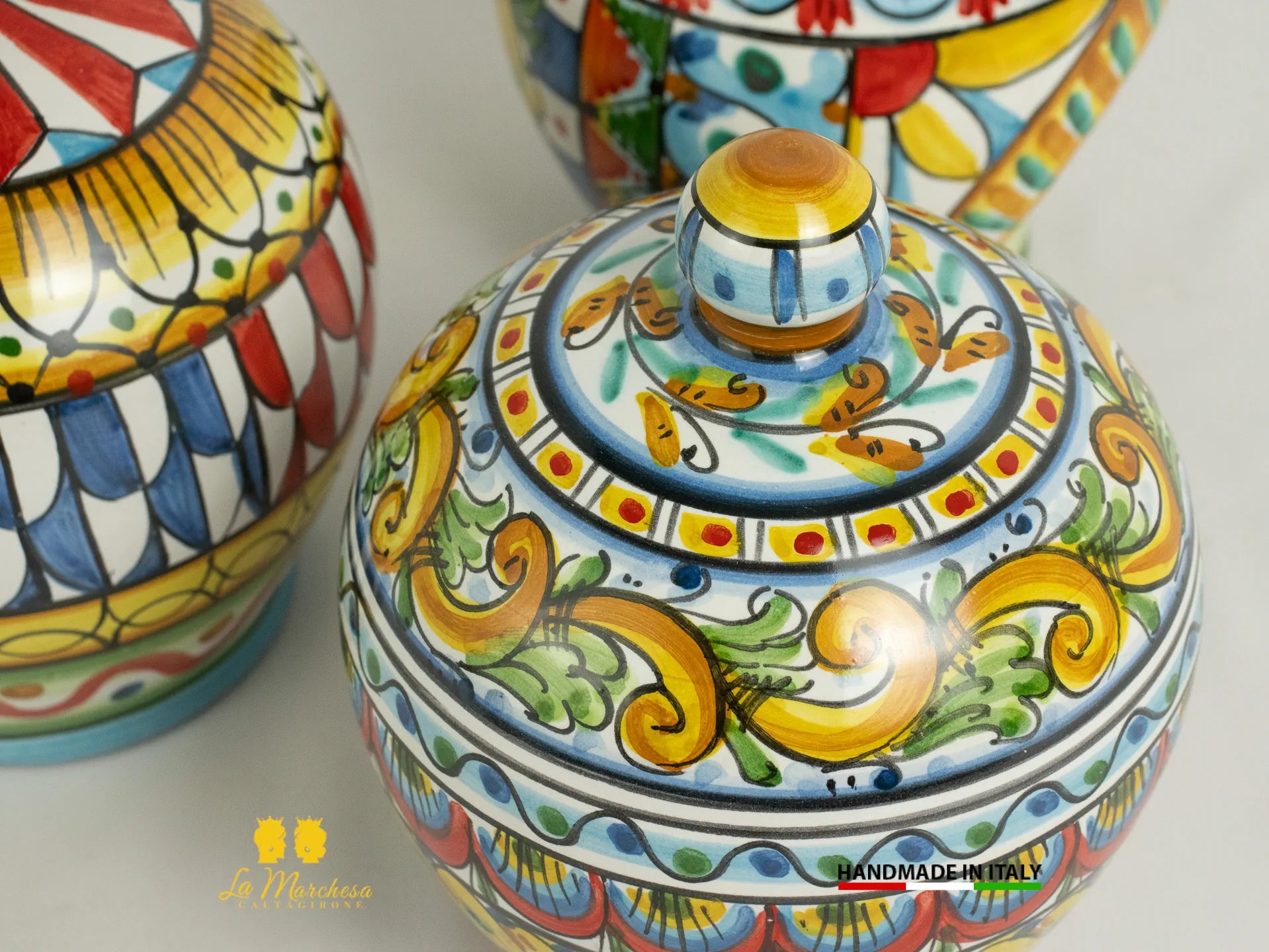 Contenitore Porta spugna cucina in Ceramica di Caltagirone decorato a mano