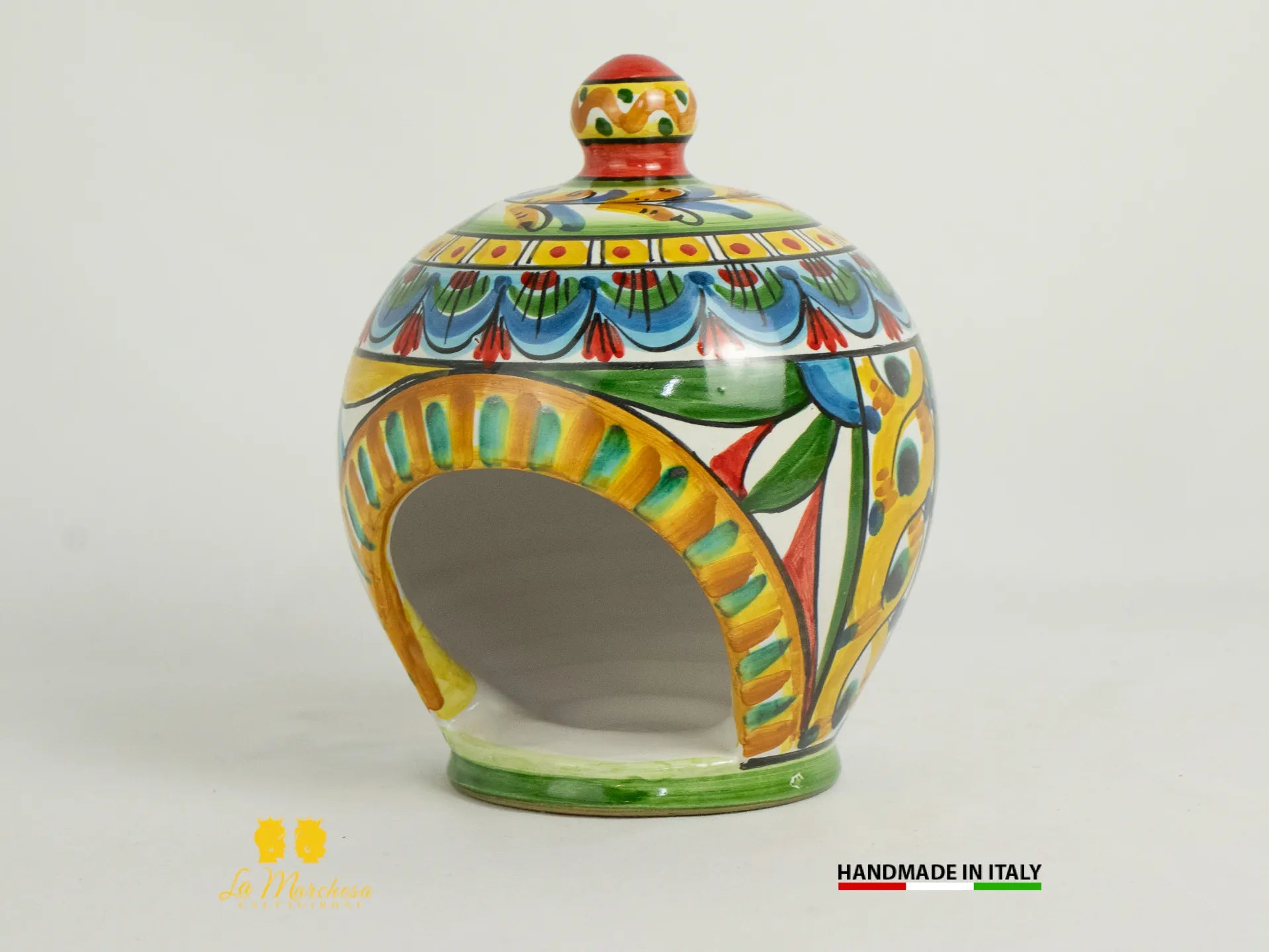 Contenitore Porta spugna cucina in Ceramica di Caltagirone decorato a mano
