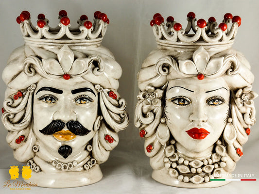 Teste di Moro in Ceramica di Caltagirone fumé 36cm