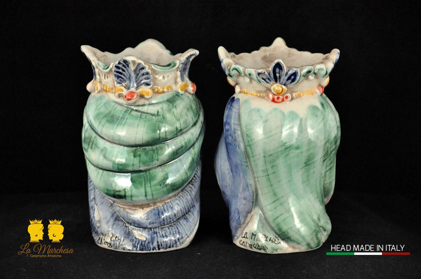 Coppia di Teste di Moro in Ceramica di Caltagirone Afro H14 - Vari modelli