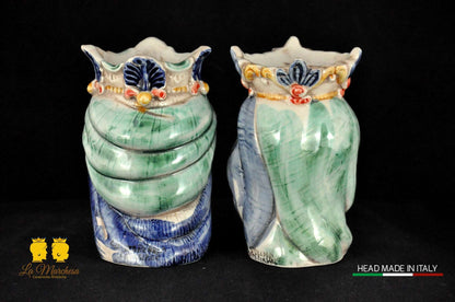 Coppia di Teste di Moro in Ceramica di Caltagirone Afro H14 - Vari modelli