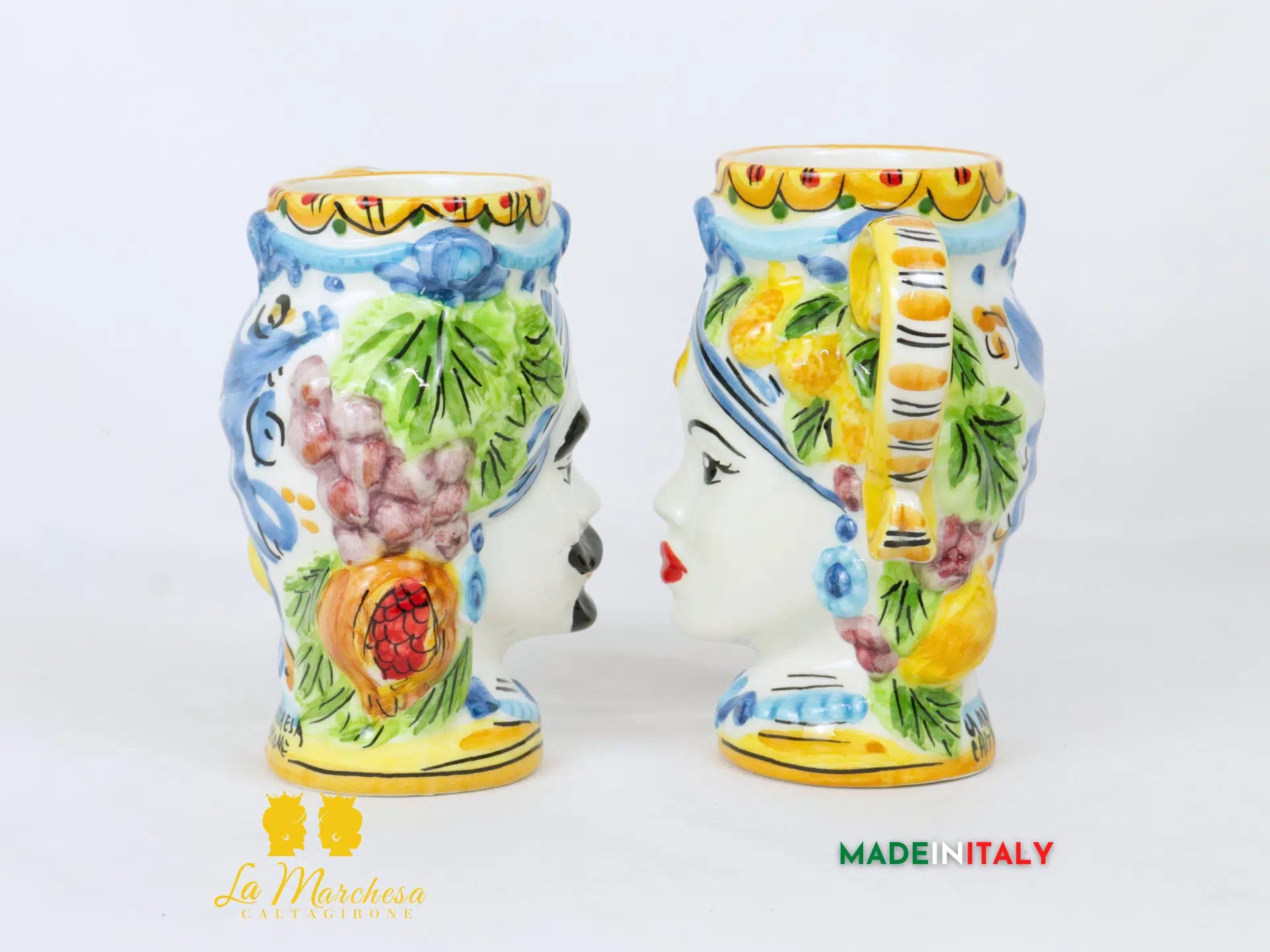 Tazza Teste di Moro in Ceramica di Caltagirone manico 15cm
