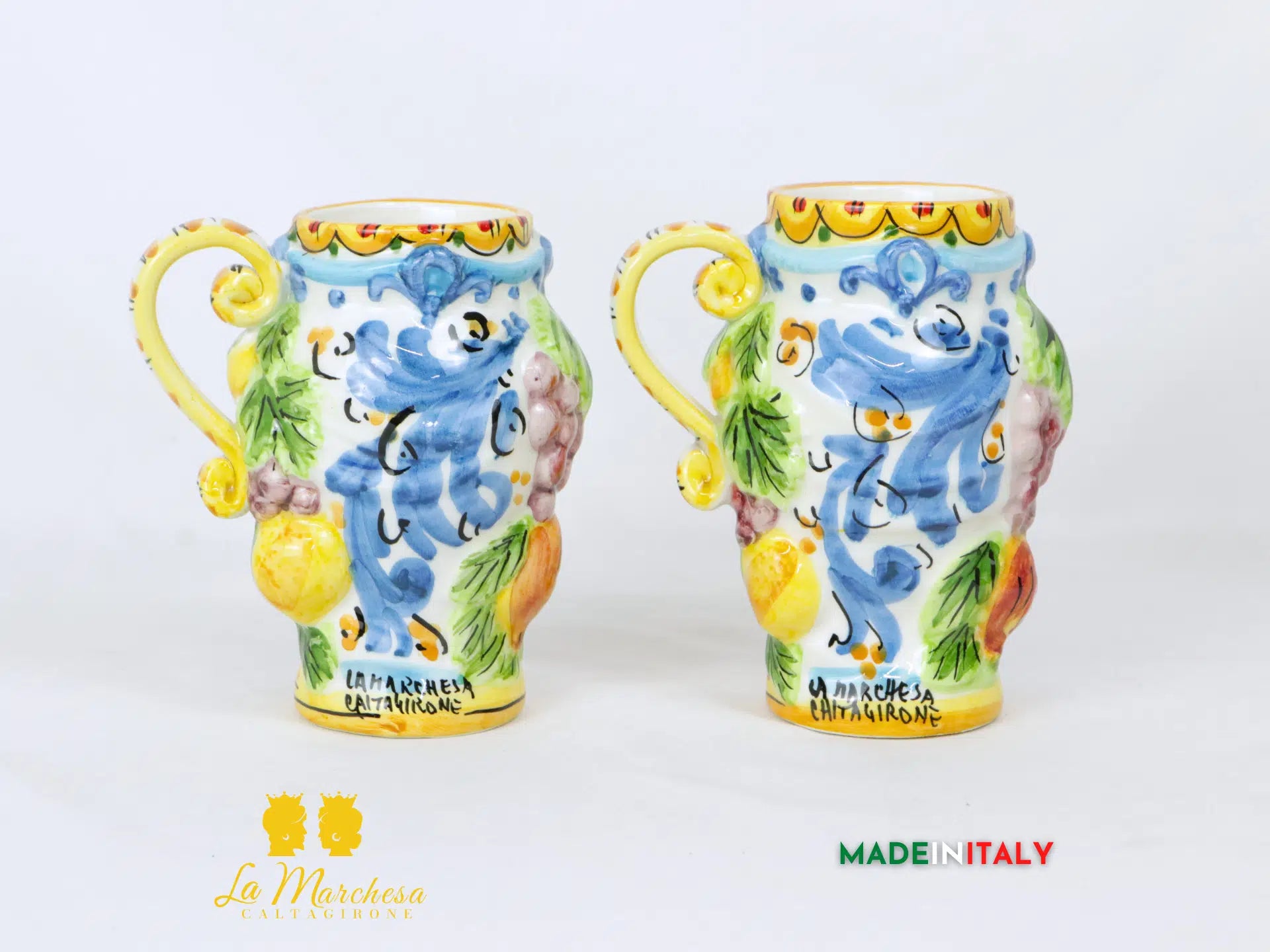 Tazza Teste di Moro in Ceramica di Caltagirone manico 15cm