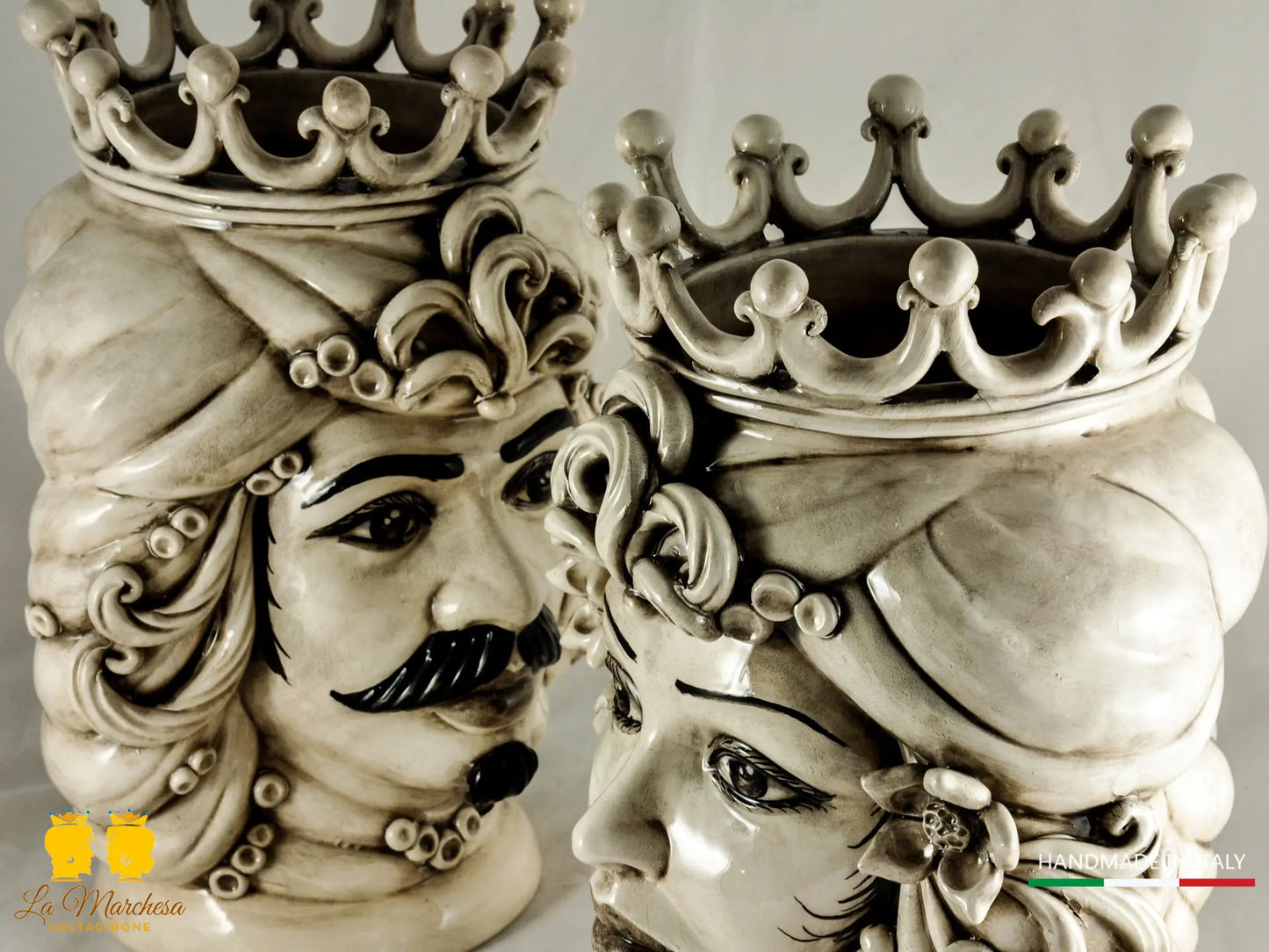 Teste di Moro in Ceramica di Caltagirone fumé 36cm