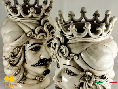 Teste di Moro in Ceramica di Caltagirone fumé 36cm