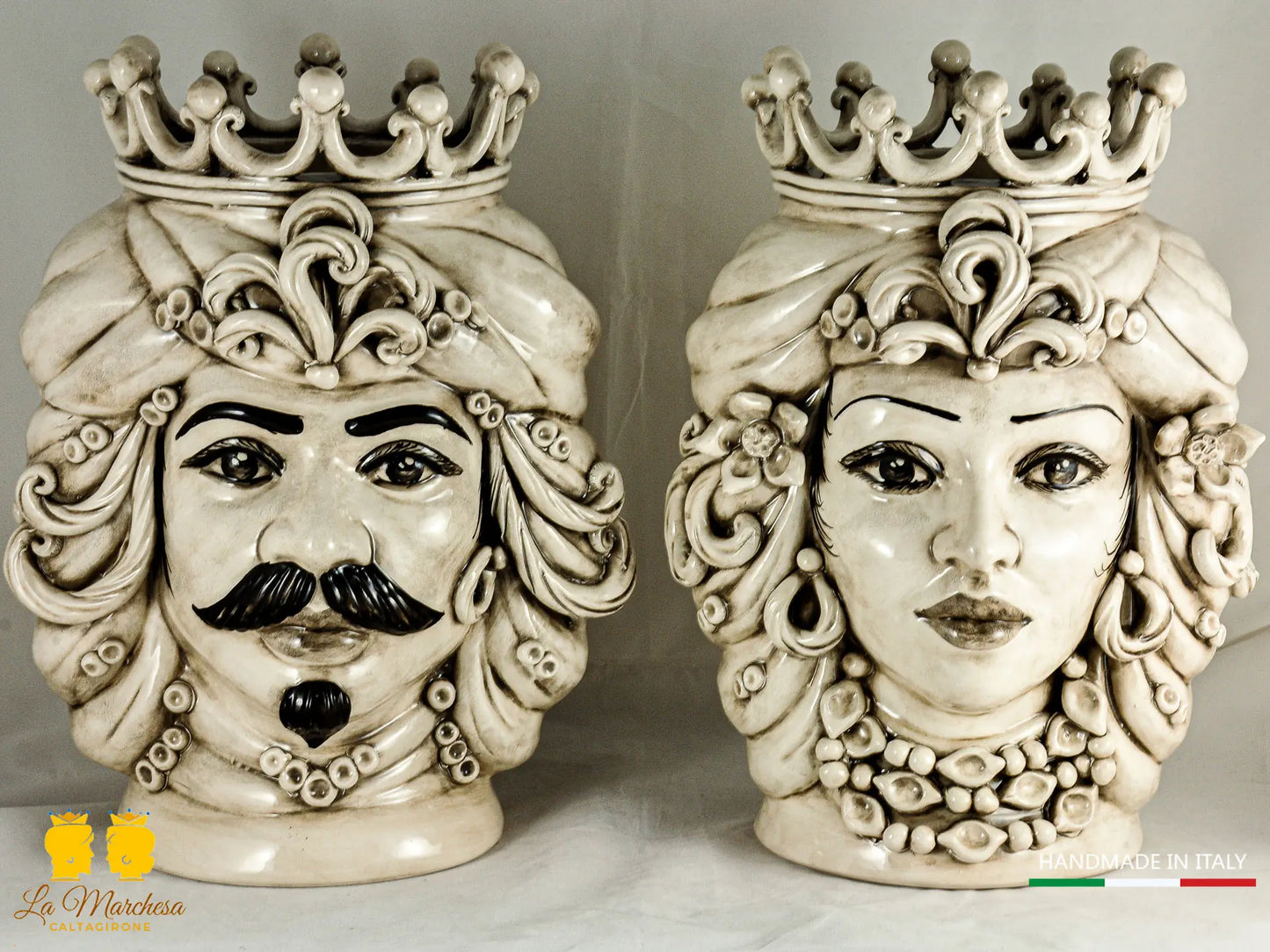 Teste di Moro in Ceramica di Caltagirone fumé 36cm