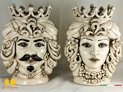 Teste di Moro in Ceramica di Caltagirone fumé 36cm