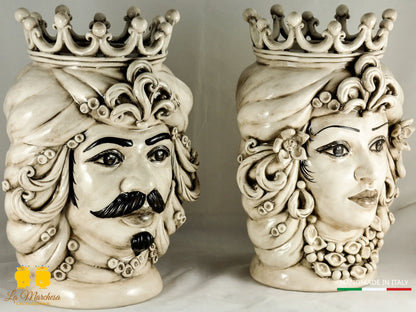 Teste di Moro in Ceramica di Caltagirone fumé 36cm