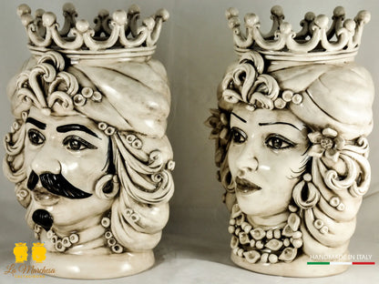 Teste di Moro in Ceramica di Caltagirone fumé 36cm