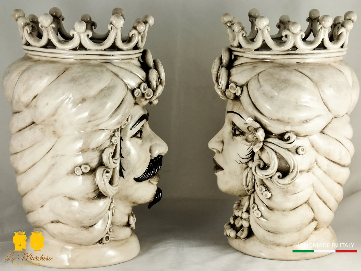 Teste di Moro in Ceramica di Caltagirone fumé 36cm