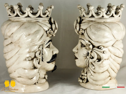 Teste di Moro in Ceramica di Caltagirone fumé 36cm