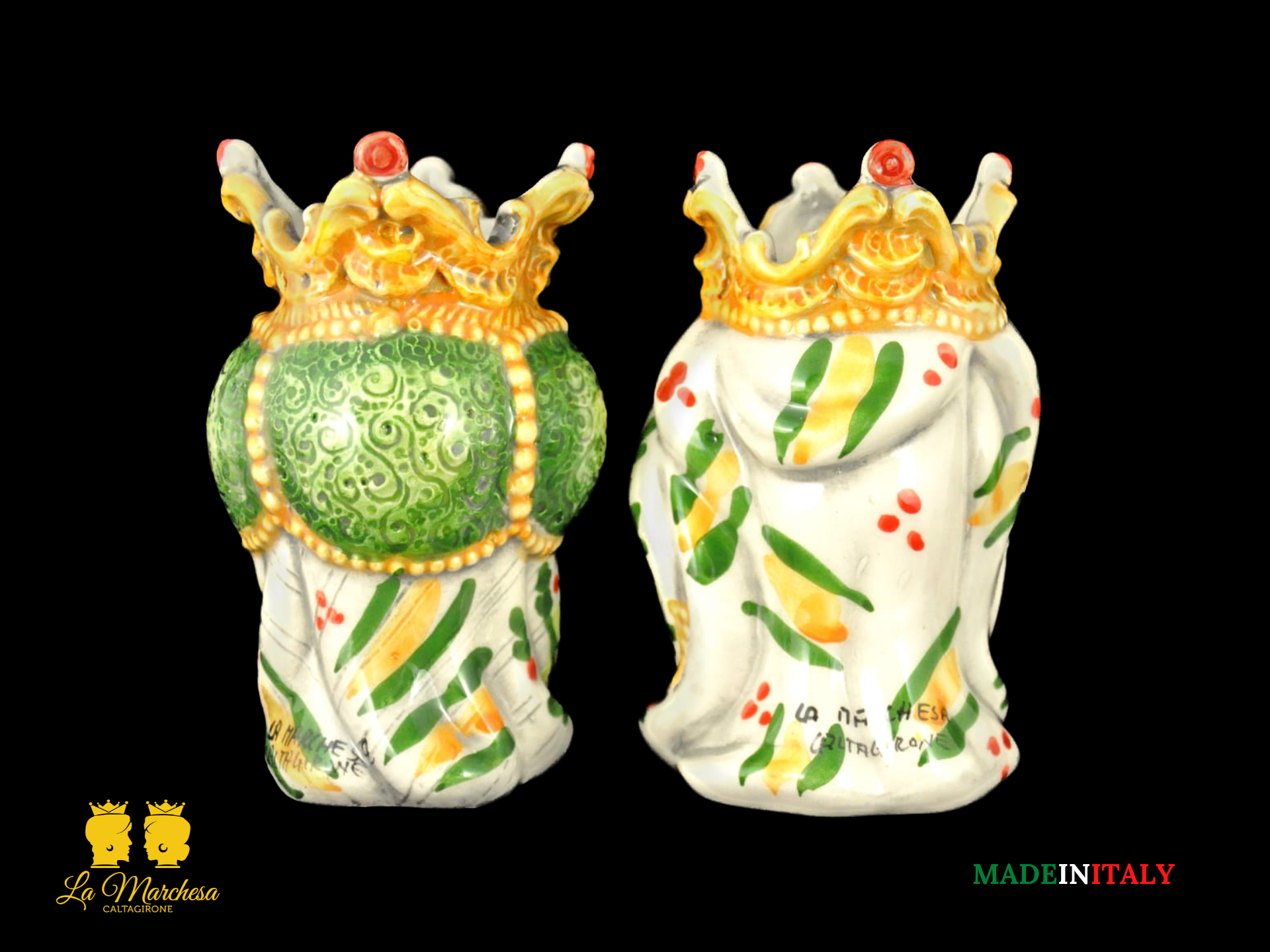 Coppia Teste di Moro in ceramica di Caltagirone Emiro H14 - Vari Colori