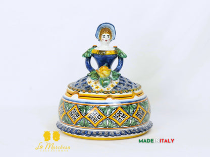 Dama Bambola contenitore porta gioie in ceramica di Caltagirone