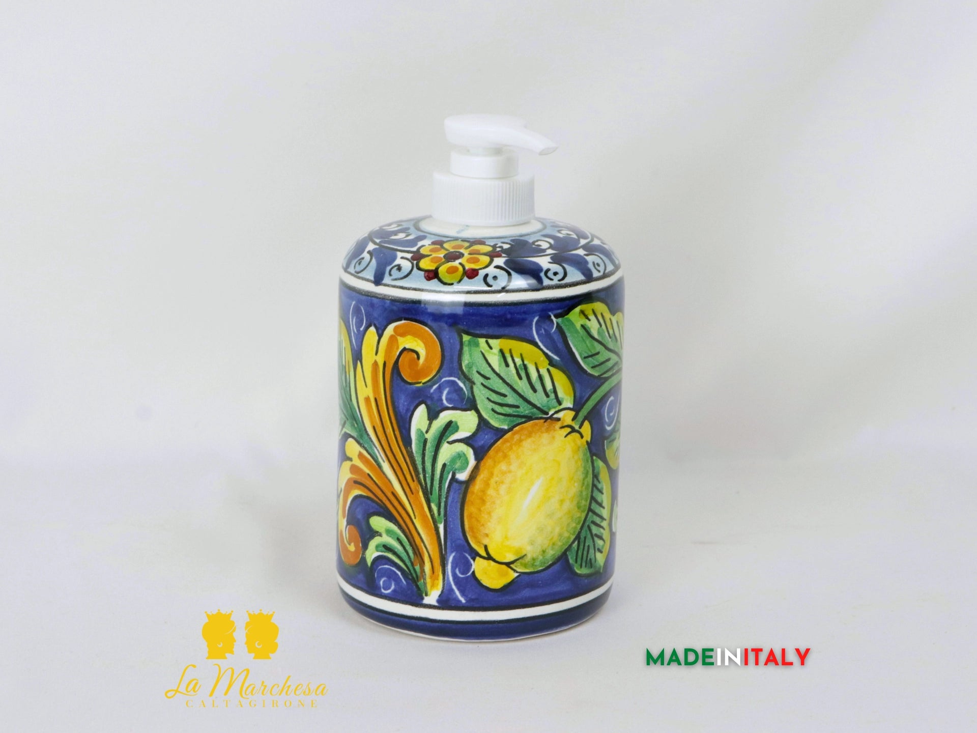 Dispenser Decorato Sapone Liquido in Ceramica di Caltagirone - Vari Decori