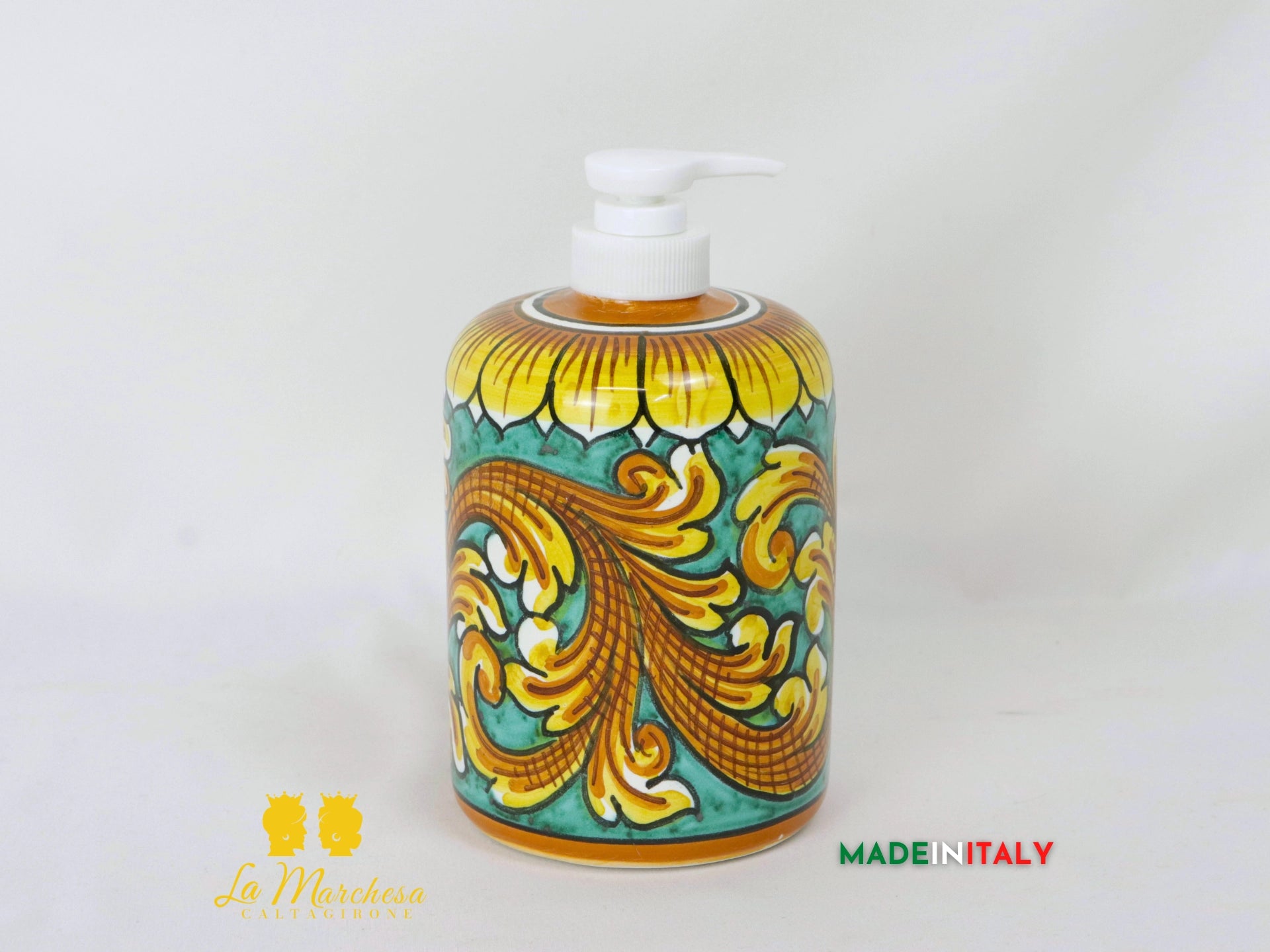 Dispenser Decorato Sapone Liquido in Ceramica di Caltagirone - Vari Decori