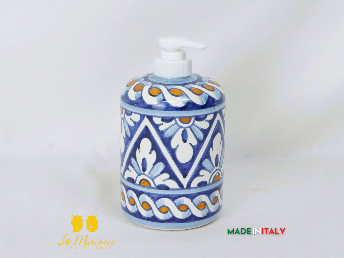 Dispenser Decorato Sapone Liquido in Ceramica di Caltagirone - Vari Decori