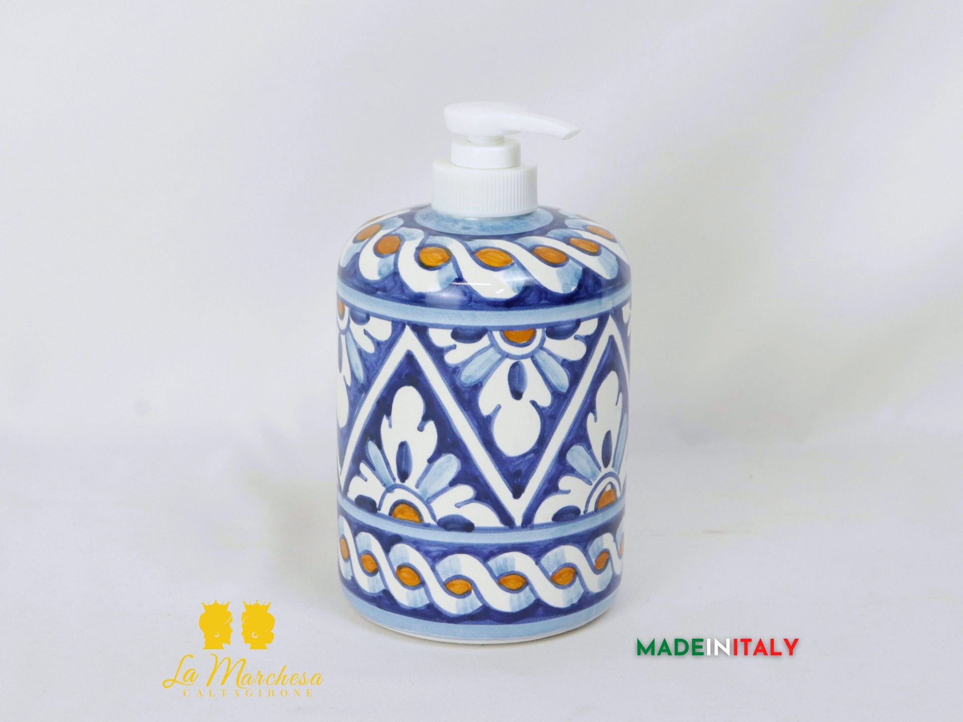 Dispenser Decorato Sapone Liquido in Ceramica di Caltagirone - Vari Decori