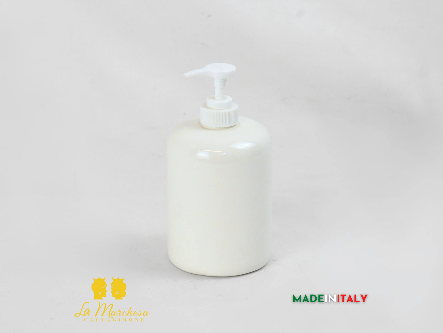 Dispenser per sapone in Ceramica di Caltagirone Monocolore Bianco