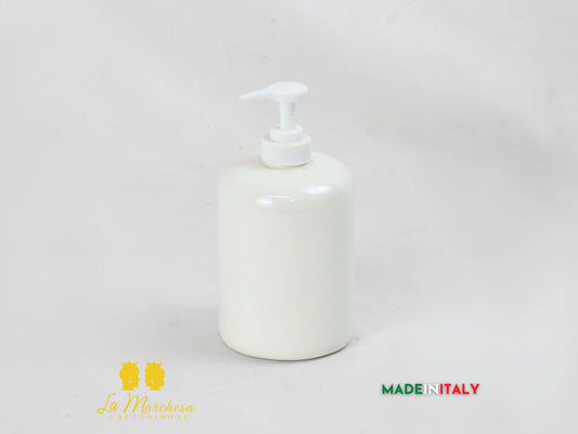 Dispenser per sapone in Ceramica di Caltagirone Monocolore Bianco