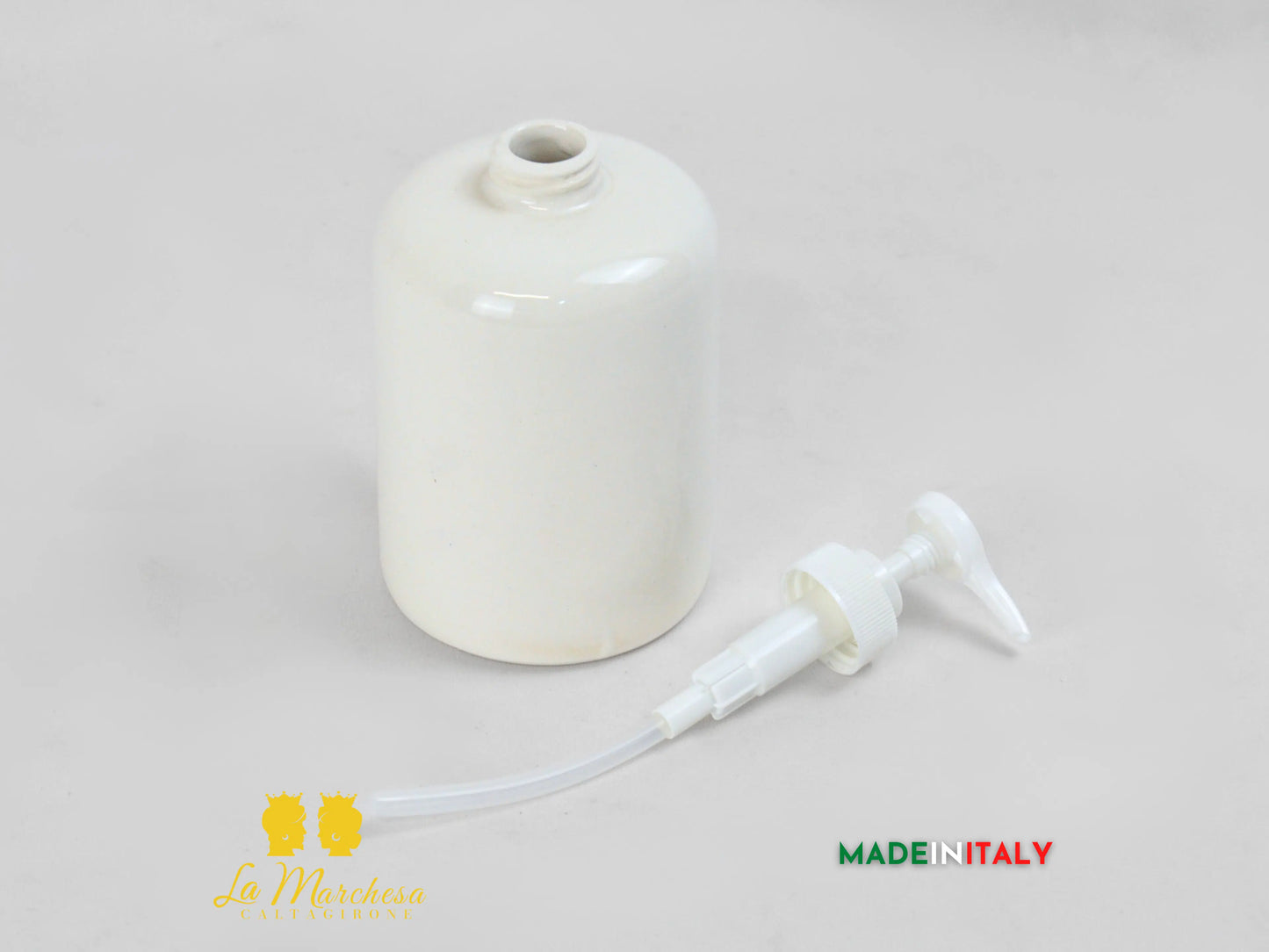 Dispenser per sapone in Ceramica di Caltagirone Monocolore Bianco