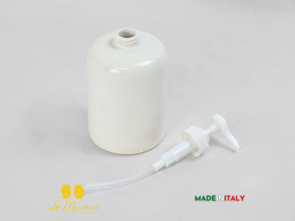 Dispenser per sapone in Ceramica di Caltagirone Monocolore Bianco
