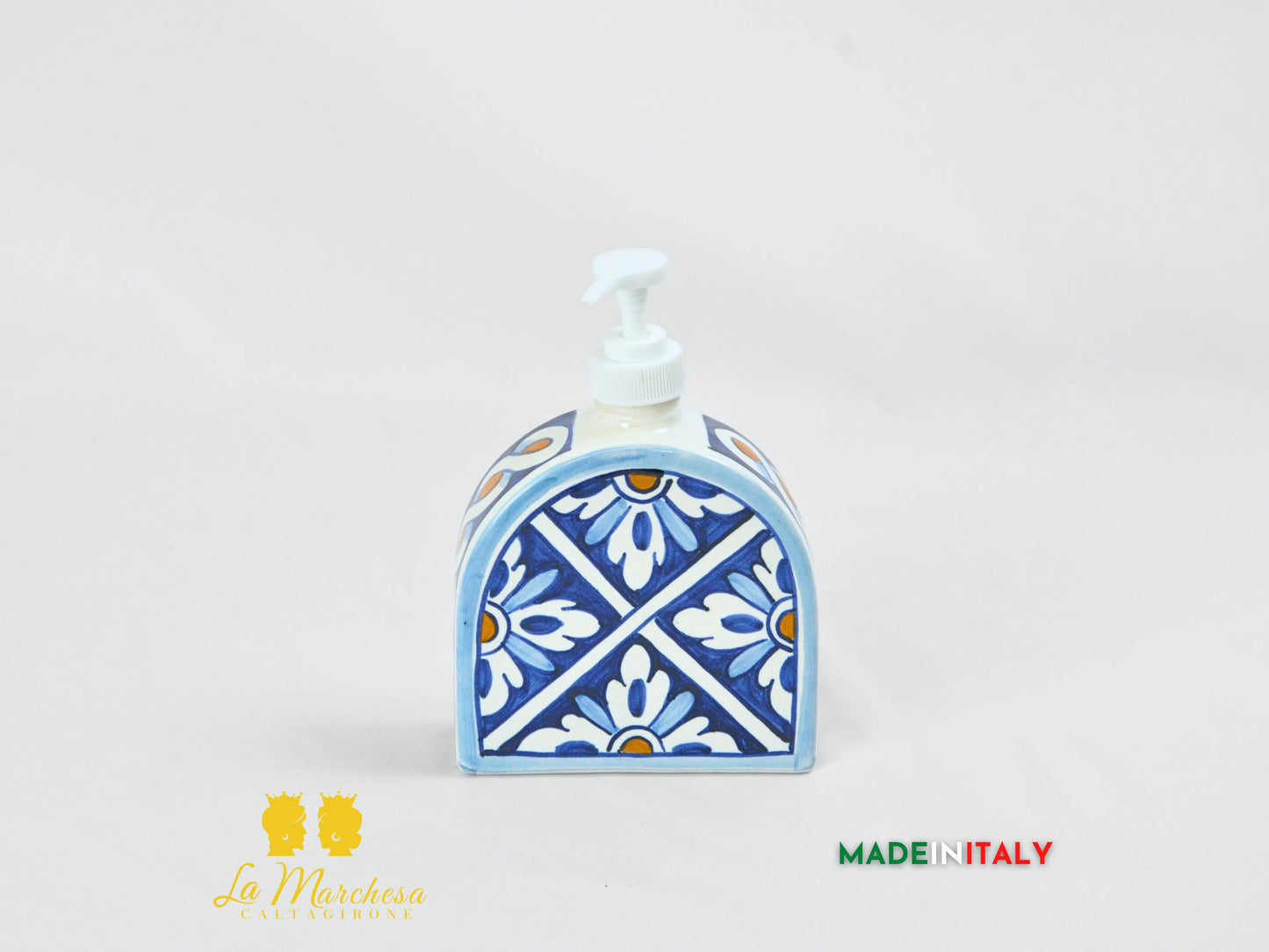 Dispenser Sapone Liquido Decorato in Ceramica di Caltagirone 12cm - Vari Decori