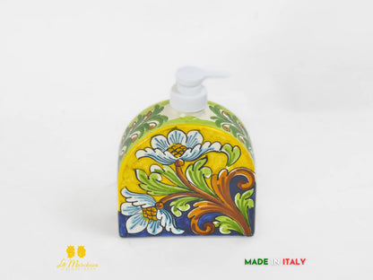 Dispenser Sapone Liquido Decorato in Ceramica di Caltagirone 12cm