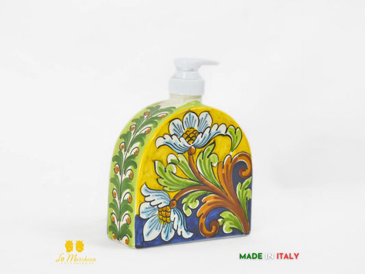 Dispenser Sapone Liquido Decorato in Ceramica di Caltagirone 12cm
