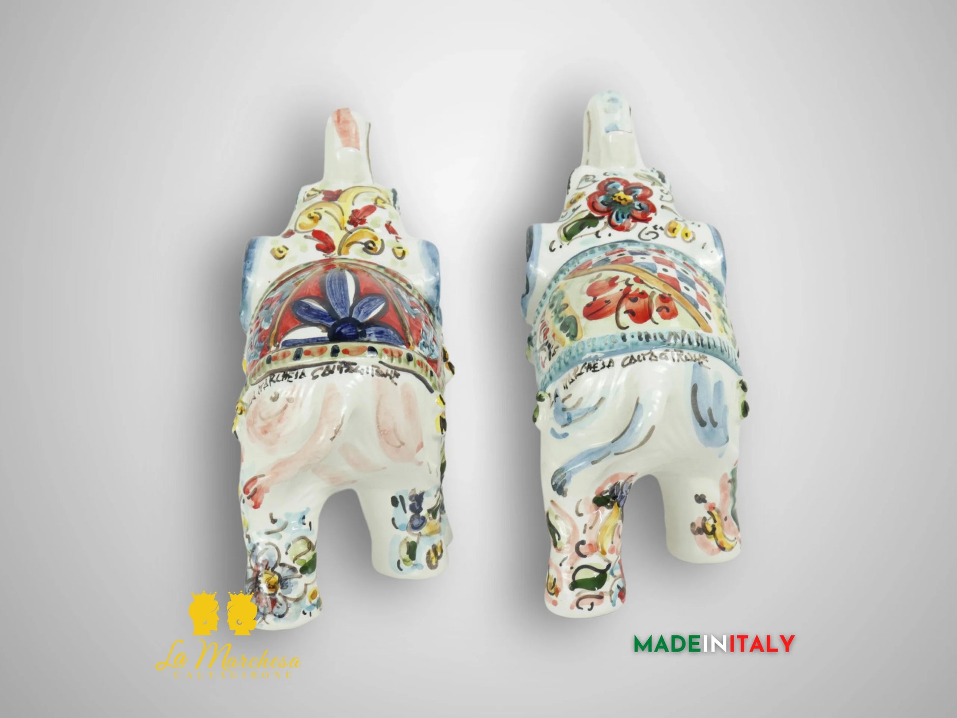 Elefante Decorato in Ceramica di Caltagirone 16cm (3)