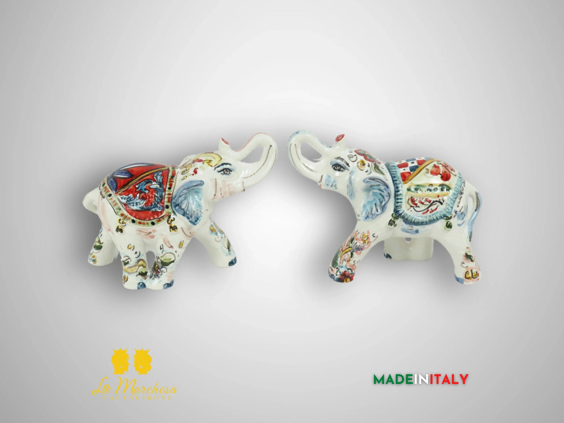 Elefante Decorato in Ceramica di Caltagirone 16cm (3)