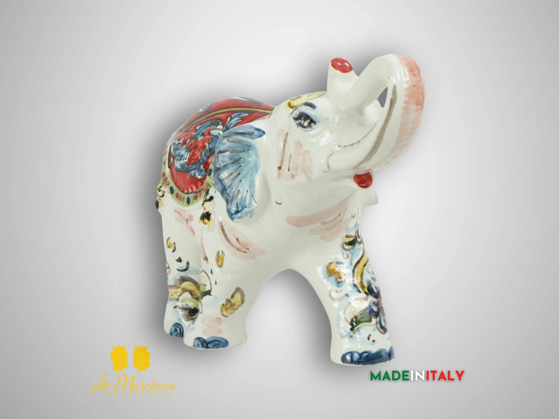 Elefante Decorato in Ceramica di Caltagirone 16cm (3)