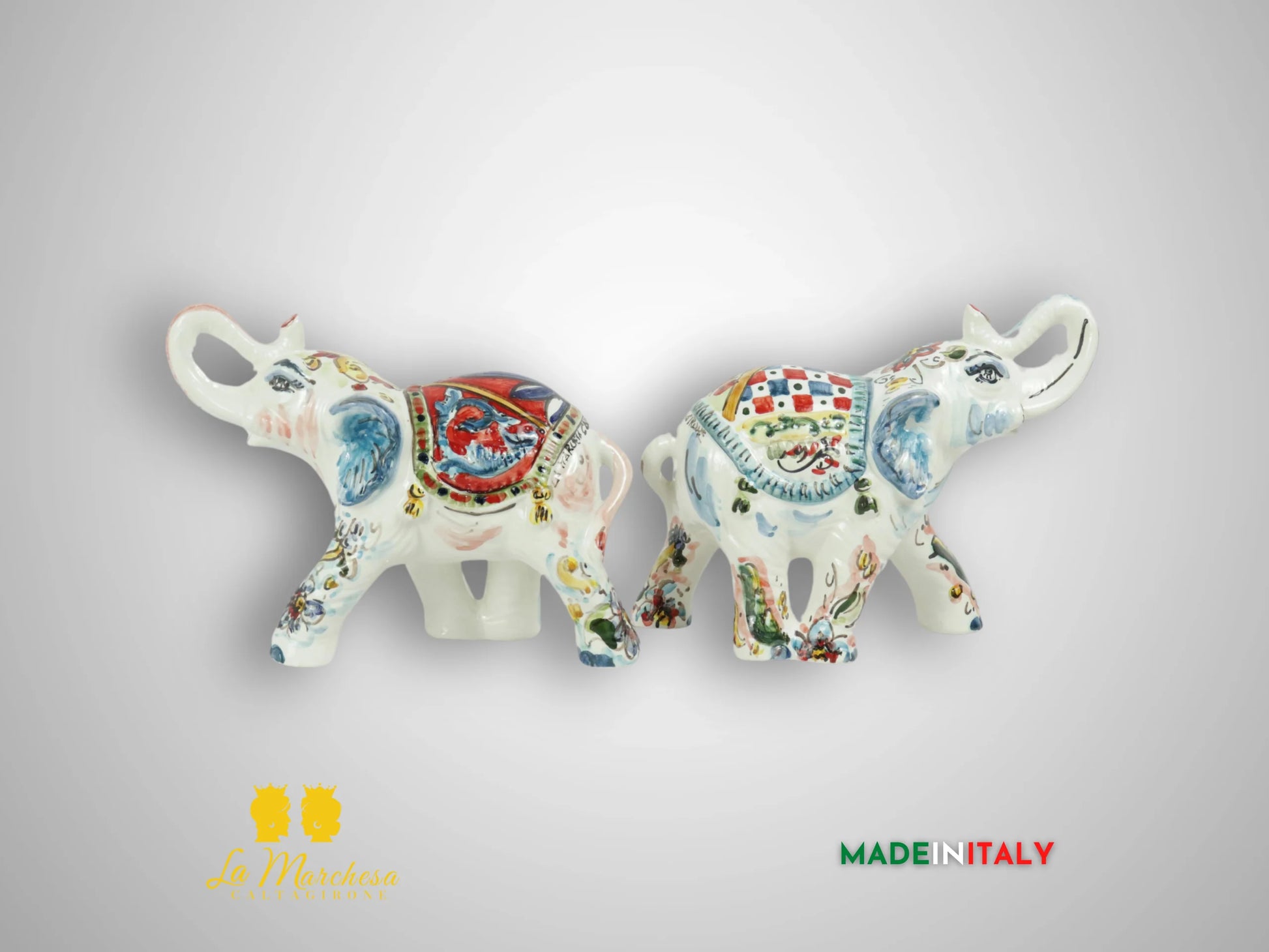 Elefante Decorato in Ceramica di Caltagirone 16cm (3)