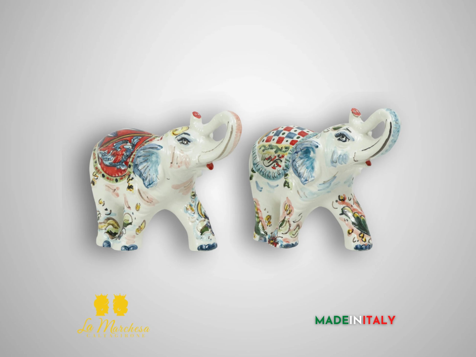 Elefante Decorato in Ceramica di Caltagirone 16cm