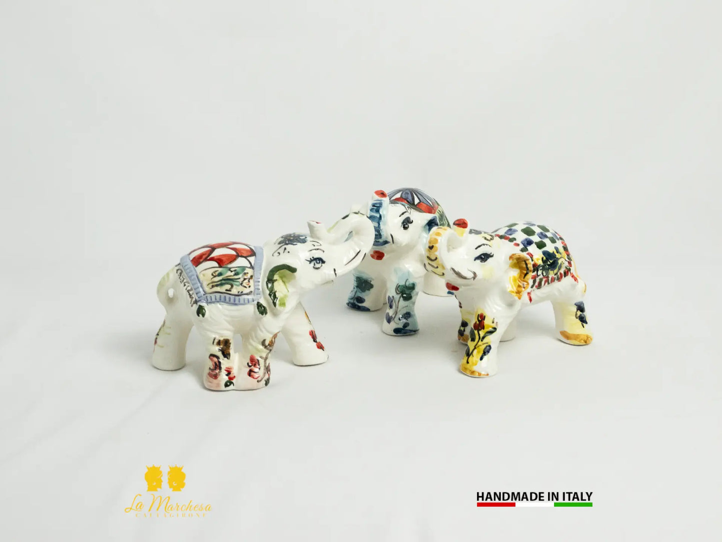 Elefante in Ceramica di Caltagirone bianco bomboniera