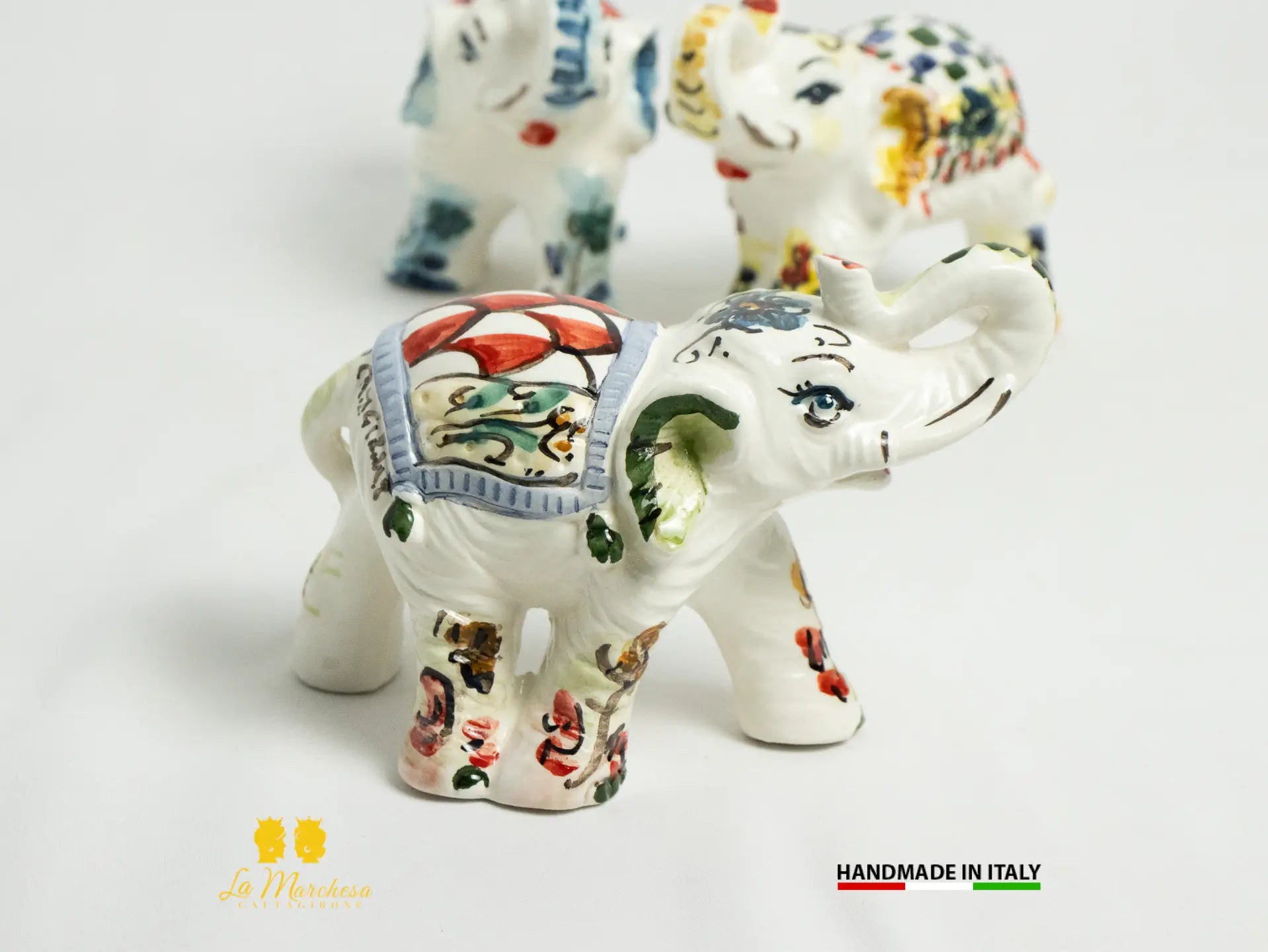 Elefante in Ceramica di Caltagirone bianco bomboniera