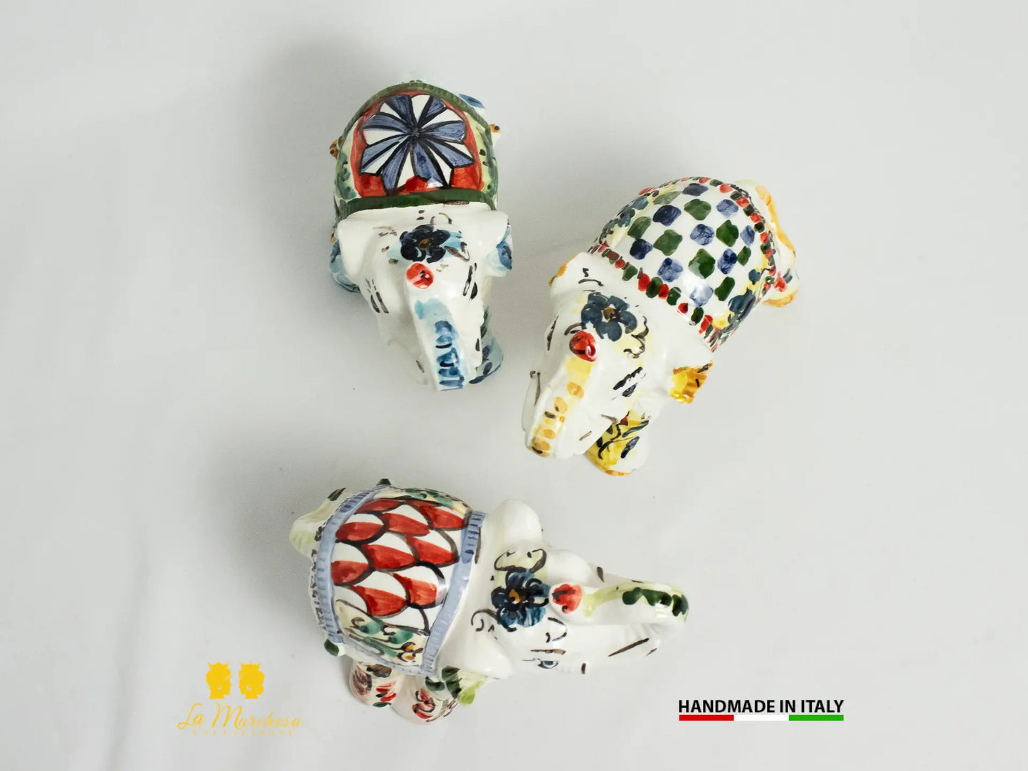 Elefante in Ceramica di Caltagirone bianco bomboniera