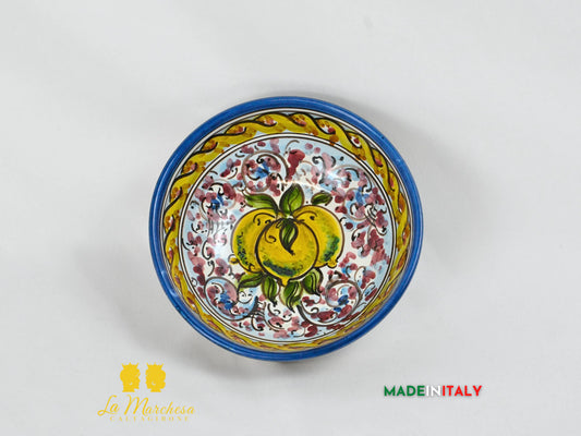FINE SERIE - Ciotolina Decoro Limoni in Ceramica di Caltagirone 16cm
