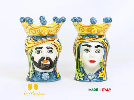 FINE SERIE - Teste di Moro Corona Blu in Ceramica di Caltagirone 15cm