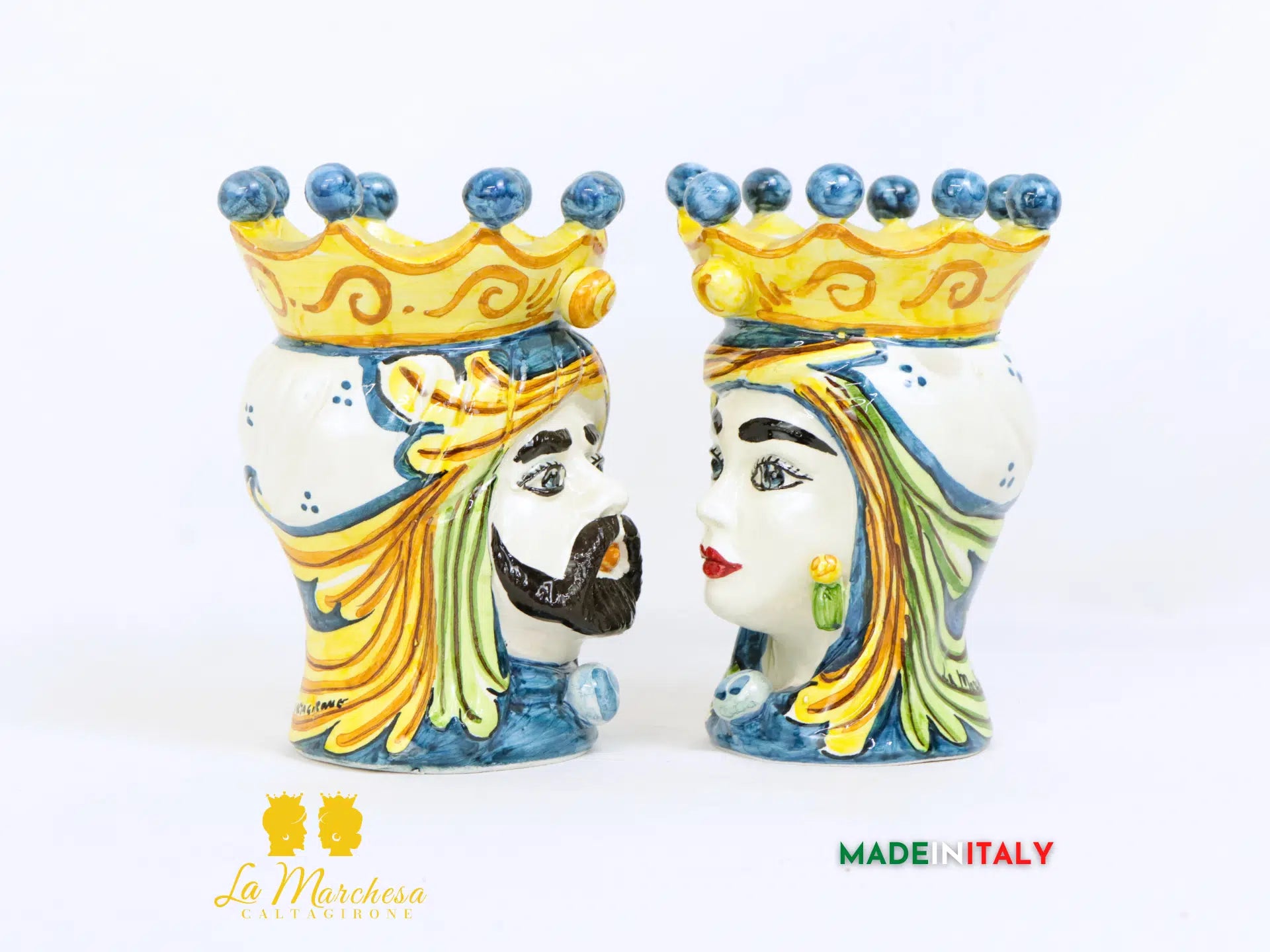 FINE SERIE - Teste di Moro Corona Blu in Ceramica di Caltagirone 15cm