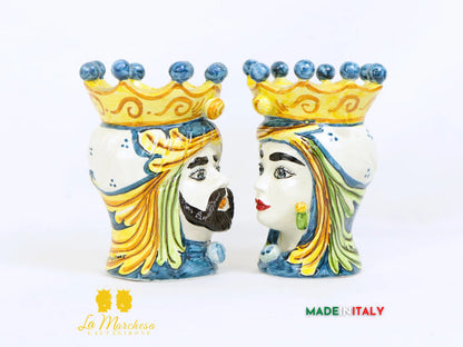 FINE SERIE - Teste di Moro Corona Blu in Ceramica di Caltagirone 15cm